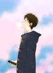  bad_id bad_pixiv_id blue_eyes brown_hair cassette_player coat ikari_shinji male_focus mameko neon_genesis_evangelion smile solo 