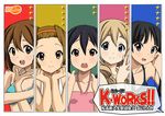  akiyama_mio bikini black_eyes black_hair blonde_hair blue_eyes brown_eyes brown_hair hirasawa_yui k-on! kotobuki_tsumugi long_hair multiple_girls nakano_azusa ryunnu short_hair swimsuit tainaka_ritsu 