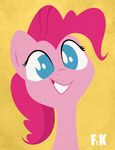  blue_eyes cyan_eyes english_text equine female feral fluttershythekind friendship_is_magic fur hair horse looking_at_viewer mammal my_little_pony pink_fur pink_hair pinkie_pie_(mlp) plain_background pony smile solo text yellow_background 