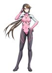  blue_eyes bodysuit brown_hair evangelion:_3.0_you_can_(not)_redo glasses highres long_hair looking_at_viewer makinami_mari_illustrious neon_genesis_evangelion pink_bodysuit plugsuit rebuild_of_evangelion smile solo very_long_hair yamagami_mozuku 