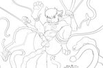  2013 abdominal_bulge anal anthro balls bulge butt line_art male mindfuck nude orgasm oviposition penetration penis plain_background sex solo sounding tentacle_penis tentacles urethral urethral_penetration vck 