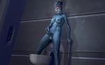  arm_support balls blue_penis blue_skin breasts cgi dickgirl erection grey_theme hi_res humanoid_penis intersex leaning looking_at_penis looking_down low-angle_shot mass_effect masturbation navel nipples nude penis room samara solo source_filmmaker standing thingrei toilet wallpaper widescreen 