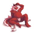  alcohol anthro beard beverage bulge claws clothed clothing dragon drunk eastern_dragon facial_hair fundoshi grin japanese_clothing kemono looking_at_viewer lowergold lowerkuo male muscular sake scalie smile solo topless underwear 