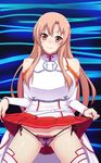  asuna_(sao) blush censored fujirin highres looking_at_viewer panties pussy skirt skirt_lift sword_art_online underwear 