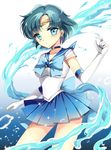  back_bow bad_id bad_pixiv_id bishoujo_senshi_sailor_moon blue blue_choker blue_eyes blue_hair blue_sailor_collar blue_skirt bow brooch choker earrings elbow_gloves gloves hydrokinesis jewelry magical_girl mizuno_ami ribbon sailor_collar sailor_mercury sailor_senshi_uniform short_hair skirt solo star star_choker super_sailor_mercury tiara vanilla_(shade) water white_gloves 