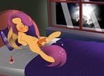  balls bed blush bottle cub cum cumshot dickgirl dickgril equine eyes_closed friendship_is_magic hair half-erect hands-free horse intersex mammal moon my_little_pony night orgasm pegasus penis pony purple_hair scootaloo_(mlp) solo v-d-k wings young 