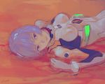  artist_request ayanami_rei blue_hair hair_ornament lcl lying neon_genesis_evangelion oekaki on_back pale_skin plugsuit red_eyes short_hair solo 