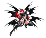  1girl ahoge breasts demon_horns demon_tail demon_wings high_school_dxd horns huge_ahoge large_breasts long_hair looking_at_viewer multiple_wings navel open_mouth red_eyes red_hair rias_gremory smile solo tail thighhighs very_long_hair wings yxyyxy 