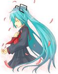  aqua_hair bad_id bad_pixiv_id hatsune_miku long_hair music school_uniform singing solo twintails very_long_hair vocaloid yuzuki_(yuduame) 