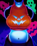 anthro big_breasts bodily_fluids breasts butt cetacean cleavage_cutout cutout dc_comics dolphin female jack-o&#039;-lantern mammal marine navel oceanic_dolphin orca orca_(dc) smile solo sweat sweaty_butt thong_straps toothed_whale transient001 wide_hips