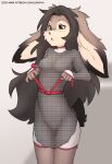 anthro armor black_hair chainmail elronya female freckles fur hair hi_res lagomorph leporid long_hair mammal open_mouth portrait rabbit ronya short_tail simple_background solo suvi_(elronya) tail tan_body tan_fur three-quarter_portrait tying