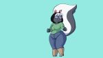 animated anthro big_butt bottomwear butt clothing denim denim_bottomwear denim_clothing female jeans mammal mephitid muffy_(yotomoe) pants presenting presenting_hindquarters skunk slightly_chubby slightly_chubby_female solo threatening warning yotomoe