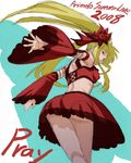  alternate_costume arms_behind_back ass black_panties blonde_hair dated detached_sleeves dress fate_testarossa from_above from_behind long_hair looking_at_viewer lyrical_nanoha mahou_shoujo_lyrical_nanoha panties pantyshot pantyshot_(standing) red_dress sidelocks skirt solo standing underwear upskirt 