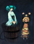  binayu bucket hakama in_bucket in_container japanese_clothes kimono kisume kurodani_yamame multiple_girls touhou wooden_bucket 