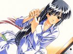  ayasaki_wakana black_hair brown_eyes dutch_angle hair_brush hair_brushing kai_tomohisa long_hair pajamas sentimental_graffiti solo wallpaper 