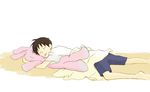  barefoot blanket bunny gen ikari_shinji male_focus neon_genesis_evangelion oekaki pillow pillow_hug saliva sleeping solo stuffed_animal stuffed_bunny stuffed_toy 