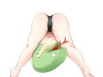  1girl amira_(mon-musu_quest!) ass barefoot black_panties blank_eyes bmp-to-png_conversion colored_skin feet_out_of_frame flexible frfr game_cg green_skin lamia long_tongue mon-musu_quest! monster_girl navel non-web_source open_mouth panties reverse_lamia simple_background snake_head solo standing surprised tongue topless transparent_background underwear underwear_only upside-down 