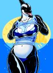 anthro big_breasts breasts cetacean clothing dc_comics dolphin female hi_res looking_at_viewer mammal marine navel oceanic_dolphin one_eye_closed open_mouth open_smile orca orca_(dc) panties sharp_teeth shirt smile smiling_at_viewer solo tank_top teeth thick_thighs tongue tongue_out toothed_whale topwear transient001 underwear wet wet_body wet_clothing wide_hips wink winking_at_viewer