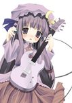  absurdres guitar hat highres instrument patchouli_knowledge purple_eyes purple_hair shiro_(octet) solo touhou 