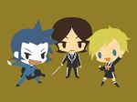  2boys chibi lisa_silverman mishina_eikichi multiple_boys persona persona_2 suou_tatsuya sword weapon 