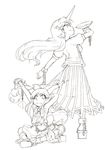  brown chain golden_pe_done horn horns hoshiguma_yuugi ibuki_suika long_hair monochrome multiple_girls touhou 