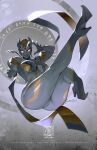  1girl alien ass bodysuit breasts cameltoe carmeara colored_skin floating grey_bodysuit grey_skin high_heels highres large_breasts solo thick_thighs thighs ultraman_trigger_(series) yellow_eyes zoner 