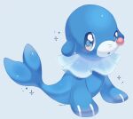  animal_focus artist_name blue_background blue_eyes blue_skin colored_skin commentary forked_tail highres iwasi_29 no_humans open_mouth pokemon pokemon_(creature) popplio sea_lion simple_background snout sparkle symbol-only_commentary tail twitter_username 
