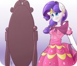  anthro anthrofied blue_eyes clothed clothing dress ear_piercing equine female friendship_is_magic hair horse mammal mirror mrwes326 my_little_pony piercing pony purple_hair rarity_(mlp) smile solo 