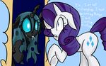  blue_eyes changeling crying cutie_mark dialog english_text equine fangs female feral friendship_is_magic glowing glowing_eyes green_eyes green_hair hair hi_res horn horse mammal mirror moonlightcharmer my_little_pony nymph pony purple_hair rarity_(mlp) reflection tears text unicorn 