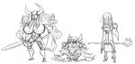  3girls armor blush breasts chibi cleavage dragon&#039;s_crown dragon&#39;s_crown dragon&#x27;s_crown dragon's_crown dual_wielding dwarf_(dragon&#039;s_crown) dwarf_(dragon&#39;s_crown) dwarf_(dragon&#x27;s_crown) dwarf_(dragon's_crown) fang fighter_(dragon&#039;s_crown) fighter_(dragon&#39;s_crown) fighter_(dragon&#x27;s_crown) fighter_(dragon's_crown) full_armor genderswap helmet horned_helmet huge_breasts knight long_hair mallet matsu-sensei monochrome multiple_girls pteruges shield sketch staff sword very_long_hair weapon winged_helmet wizard_(dragon&#039;s_crown) wizard_(dragon&#39;s_crown) wizard_(dragon&#x27;s_crown) wizard_(dragon's_crown) 