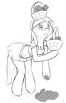  anthro anthrofied basket bent_over blinkie_pie_(mlp) breasts cleavage clothed clothing dress equine female friendship_is_magic hair horse mammal monochrome my_little_pony navel plain_background pony rock rocks sketch solo tg-0 white_background 