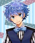  blue_eyes blue_hair bow bowtie fate/extra fate/extra_ccc fate_(series) hans_christian_andersen_(fate) male_focus motiumai solo vest 