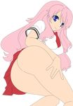  absurdres ass blue_eyes highres himeji_mizuki miniskirt pink_hair school_uniform skirt smile 