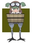  big_zam bigdog bucket goggles goggles_on_headwear green_eyes green_hair gundam hair_bobbles hair_ornament helmet in_bucket in_container japanese_clothes kimono kisume looking_at_viewer mecha mechanical_legs mobile_suit_gundam onikobe_rin parody real_life robot solo touhou twintails walker yukata 