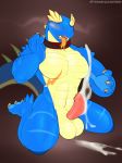  anthro balls blush collar cum cum_on_ground cumshot dragon ejaculation erection eyes_closed hands-free kneeling male muscular muscular_male open_mouth orgasm solo tankh tongue tongue_out 