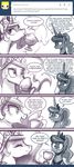  black_and_white comic crown dialog duo english_text equine eyes_closed female feral friendship_is_magic horn horse john_joseco licking mammal monochrome my_little_pony navel plain_background pony princess princess_celestia_(mlp) princess_luna_(mlp) royalty sibling signature smile text tiara tongue tongue_out tumblr unicorn white_background yogurt 