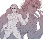  bad_id bad_pixiv_id cosplay crossdressing cutie_honey cutie_honey_(character) cutie_honey_(character)_(cosplay) dio_brando hahihu1782 heart heart_cutout jojo_no_kimyou_na_bouken jonathan_joestar magical_boy magical_girl male_focus manly monochrome multiple_boys muscle parody 