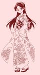  hairband japanese_clothes kimono kitsu_chiri long_hair monochrome nekozuki_yuki sandals sayonara_zetsubou_sensei smile solo 