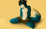  anthro balls boxers canine clothing cock_tip fluffy_tail fox fur hair invalid_tag looking_at_viewer male mammal muscles otterbits pecs peens penis penis_tip plain_background pose sitting solo spread_legs spreading testicals toned topless underwear yellow_eyes 