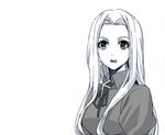  eyelashes fate/zero fate_(series) greyscale irisviel_von_einzbern long_hair looking_at_viewer monochrome nobita ribbon solo 