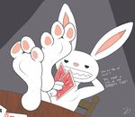  &#9827; card cards chair dialog english_text five_of_hearts foot_focus game hindpaw lagomorph light long_ears mammal max_(character) max_(sam_and_max) paws playing rabbit sam_and_max soles table teeth text toes video_games zp92 