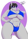  anthro areola big_breasts bikini black_hair breasts camel_toe clothing equine erect_nipples female freckles_(artist) hair horse huge_breasts looking_at_viewer mammal navel nipples purple_eyes silver_rain smile swimsuit tight_clothing 