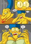  breasts cat_eyes fangs female kogeikun marge_simpson scared tears the_simpsons transformation underwear 