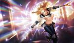  blonde_hair blue_eyes breasts league_of_legends long_hair lux luxanna_crownguard nipples nude_filter photoshop smile staff topless 
