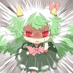  bad_id bad_twitter_id ex-keine green_hair horns kamishirasawa_keine long_hair lowres rebecca_(keinelove) red_eyes ribbon touhou 