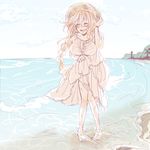  1girl beach female hjm kyoukaisenjou_no_horizon mary_stuart ocean scar smile solo 