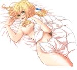  1girl bed blonde_hair female green_eyes hjm kyoukaisenjou_no_horizon mary_stuart nude scar solo 