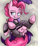  anus blue_eyes butt cutie_mark english_text equine female feral friendship_is_magic fur hair horse killryde legwear looking_at_viewer mammal my_little_pony pink_fur pink_hair pinkie_pie_(mlp) pony pussy signature simple_background smile solo stockings teats text 