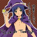  blue_hair breasts cape cosplay halloween hat hikick_bath long_hair looking_at_viewer lowres maria_traydor naked_cape nipples star_ocean star_ocean_till_the_end_of_time translation_request upper_body witch 