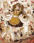  blush bow brown_eyes brown_hair cat closed_eyes coffee cup dress hair_bow long_hair looking_at_viewer loose_socks maid_headdress montage open_mouth saucer sleepy socks solo teacup teapot tsukioka_tsukiho twintails very_long_hair yukico-tan yukijirushi 